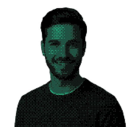 Halftone portrait of Marcus Reed